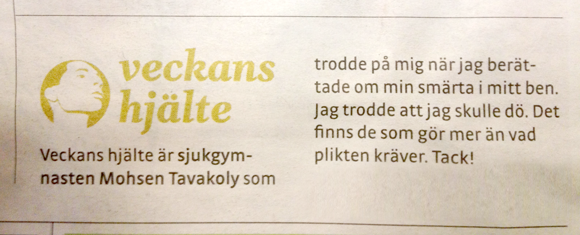 Veckans hjälte: Mitt i Vasastan Tavakoly Sjukgymnastik: veckans Hjälte